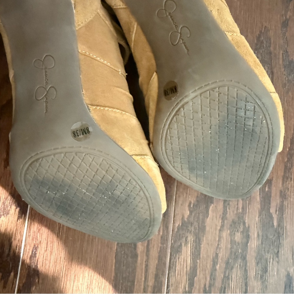 Jessica Simpson Honey Brown Lux Suede Heeled Sandals - Picture 5 of 5